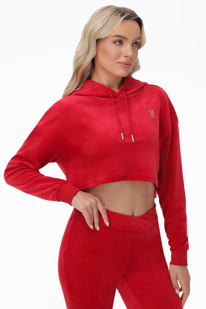 Big Bling High Low Cropped Hoodie - Coco Red - Juicy Couture