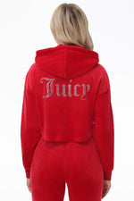 Big Bling High Low Cropped Hoodie - Coco Red - Juicy Couture