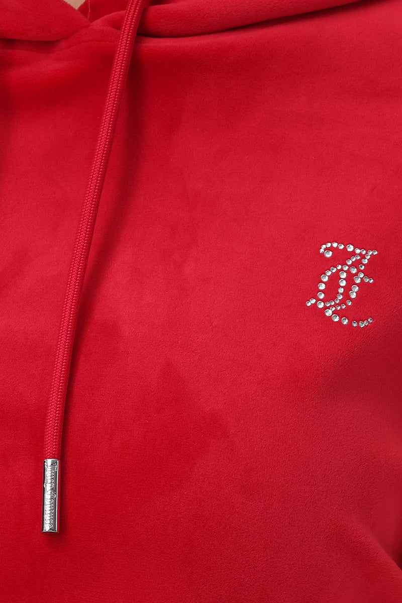 Big Bling High Low Cropped Hoodie - Coco Red - Juicy Couture