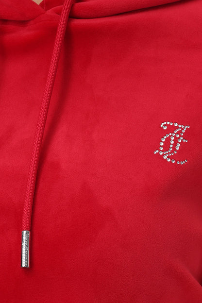 Big Bling High Low Cropped Hoodie - Coco Red - Juicy Couture