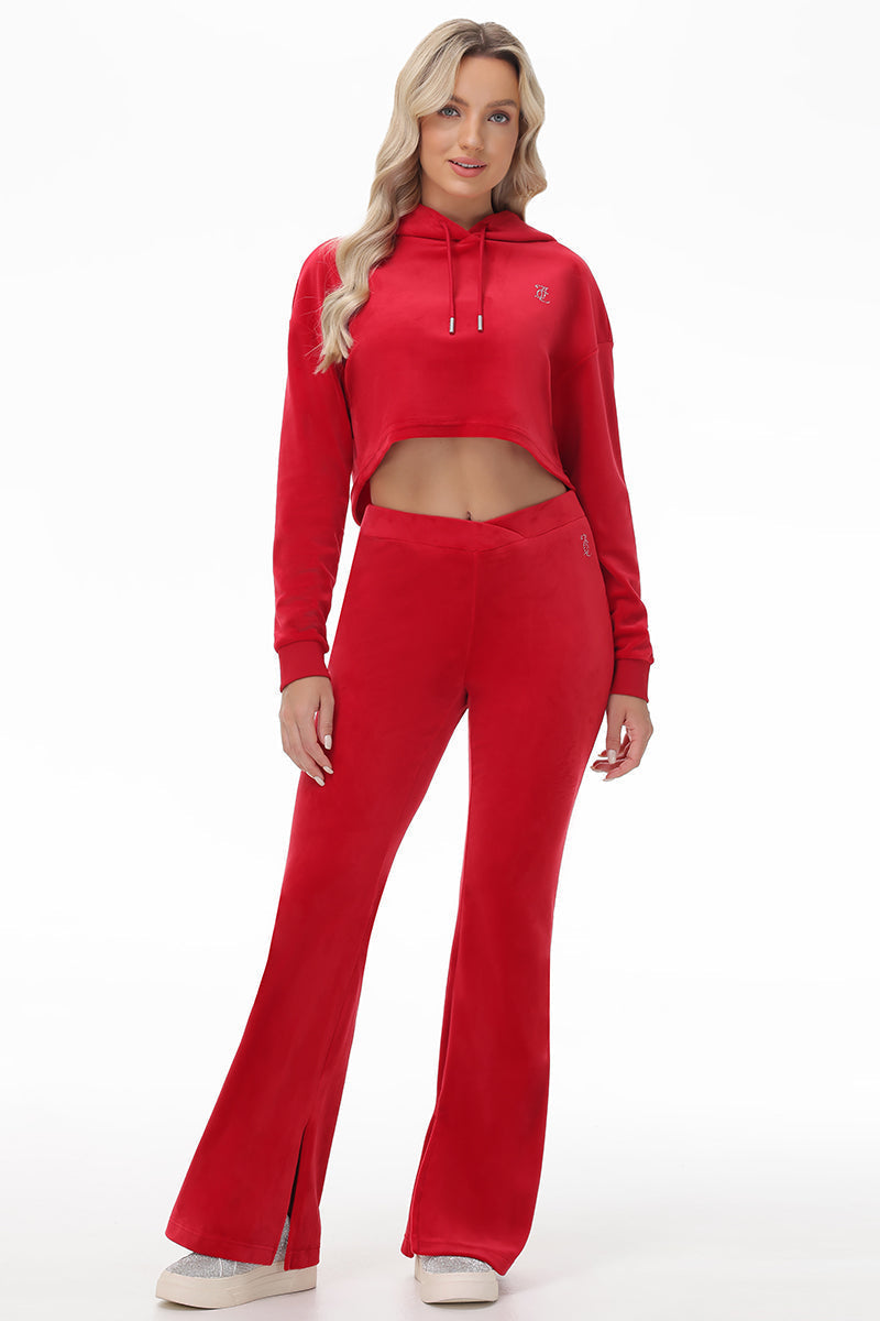 Big Bling High Low Cropped Hoodie - Coco Red - Juicy Couture