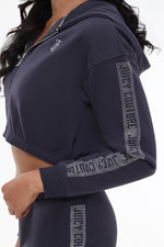 Cropped Fleece Hoodie With Side Bling - Titanium - Juicy Couture