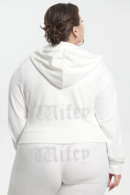 Wifey Customizable Big Bling Velour Hoodie - Angel - Juicy Couture