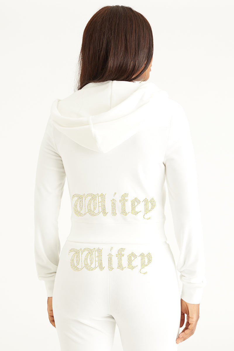 Wifey Customizable Big Bling Velour Hoodie - Angel - Juicy Couture