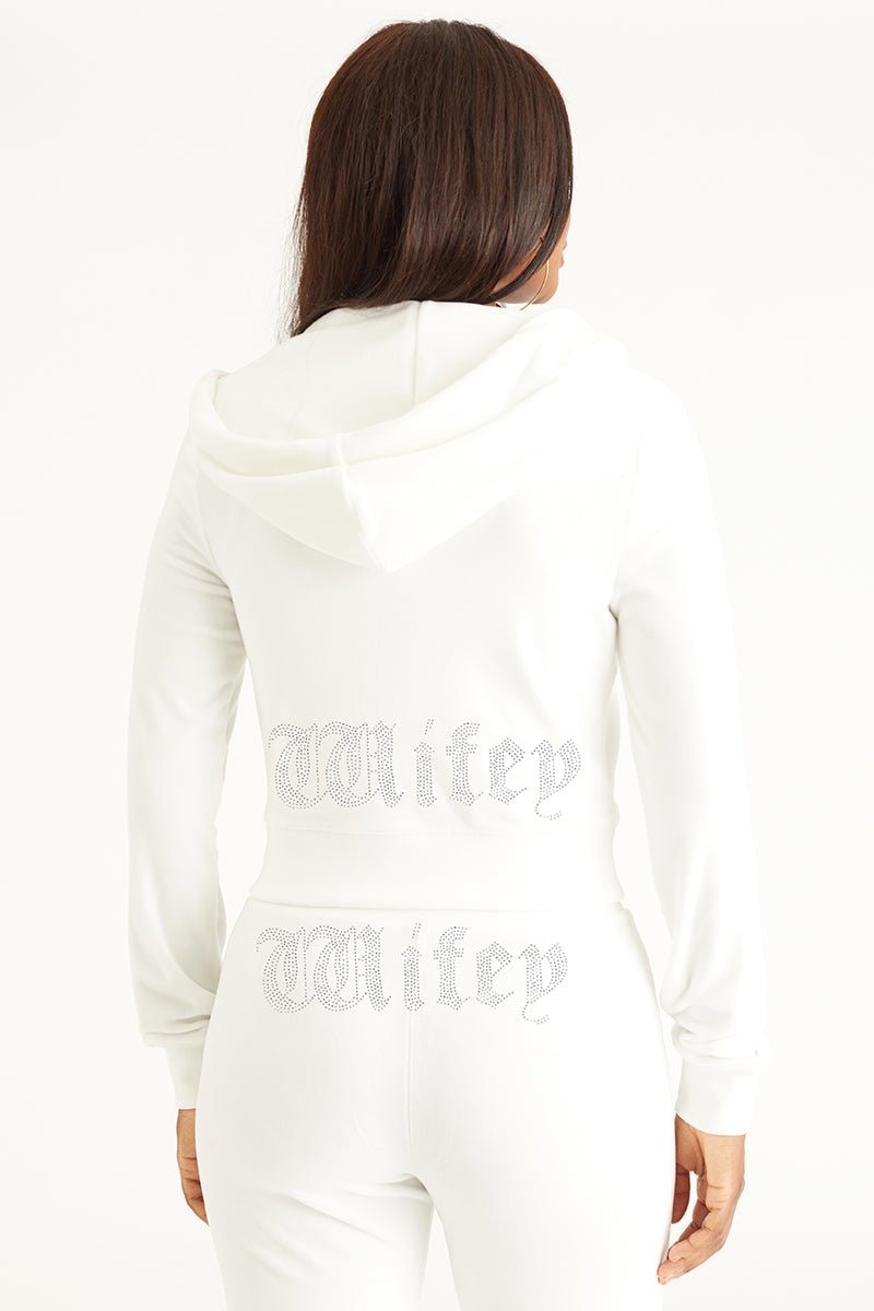 Wifey Customizable Big Bling Velour Hoodie - Angel - Juicy Couture