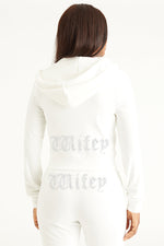 Wifey Customizable Big Bling Velour Hoodie - Angel - Juicy Couture