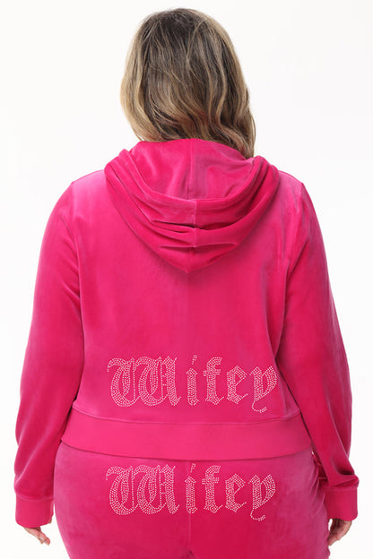 Wifey Customizable Big Bling Velour Hoodie - Free Love - Juicy Couture