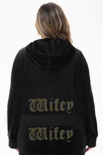 Wifey Customizable Big Bling Velour Hoodie - Liquorice - Juicy Couture