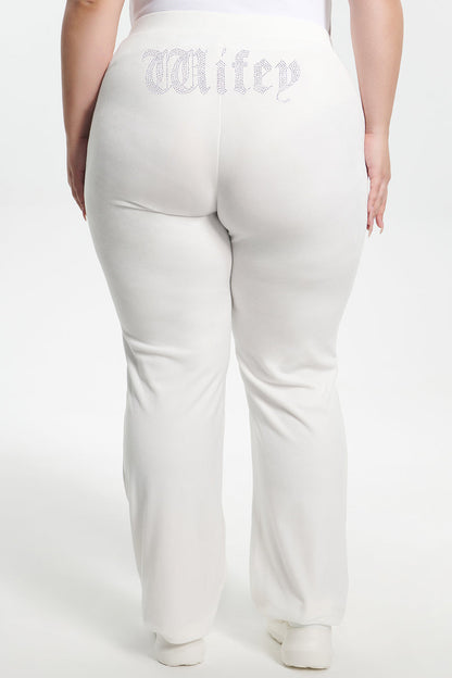 Wifey Customizable Big Bling Velour Track Pants - Angel - Juicy Couture