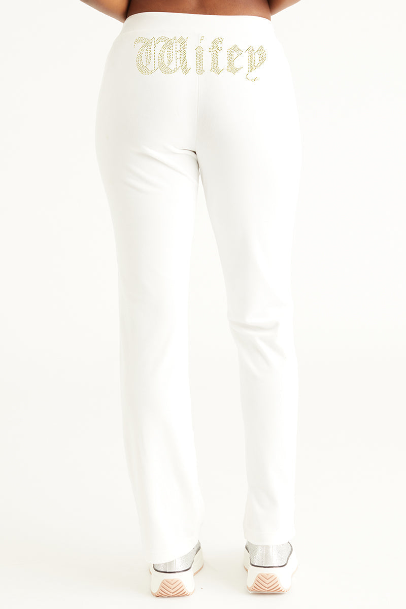 Wifey Customizable Big Bling Velour Track Pants - Angel - Juicy Couture