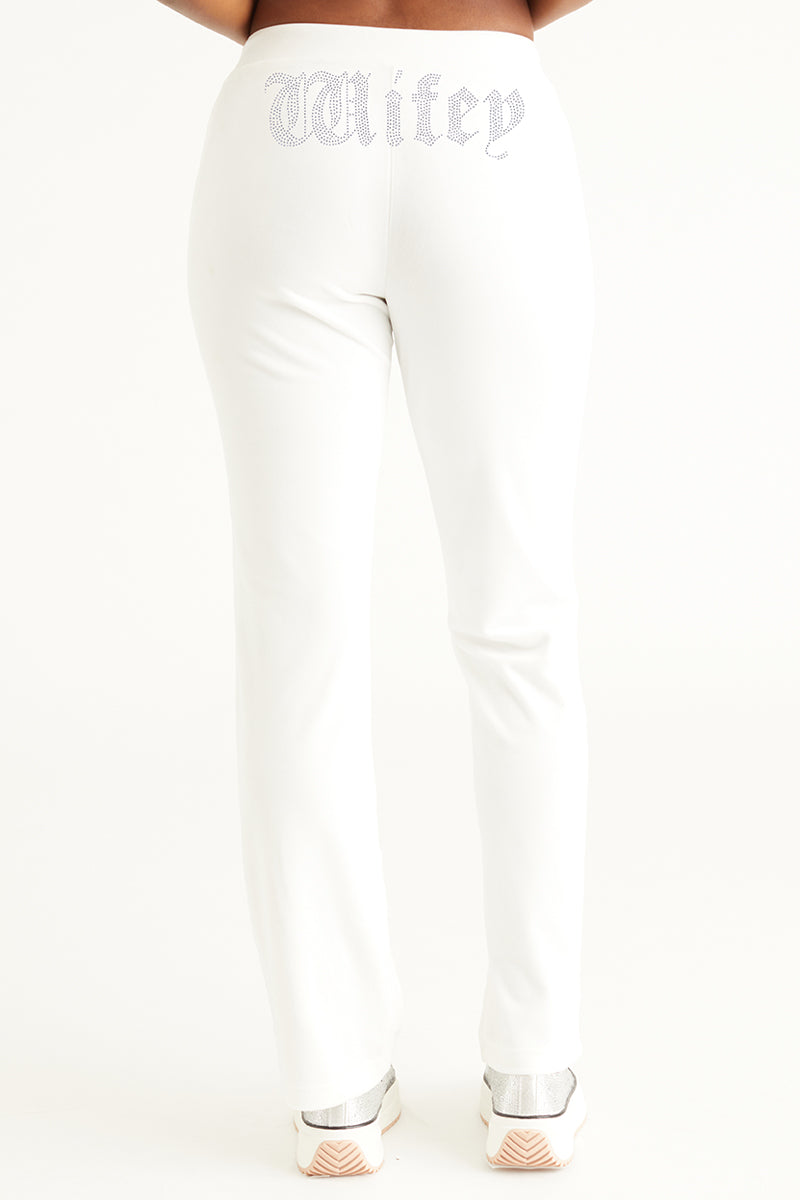 Wifey Customizable Big Bling Velour Track Pants - Angel - Juicy Couture