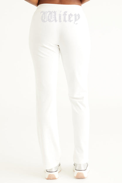 Wifey Customizable Big Bling Velour Track Pants - Angel - Juicy Couture