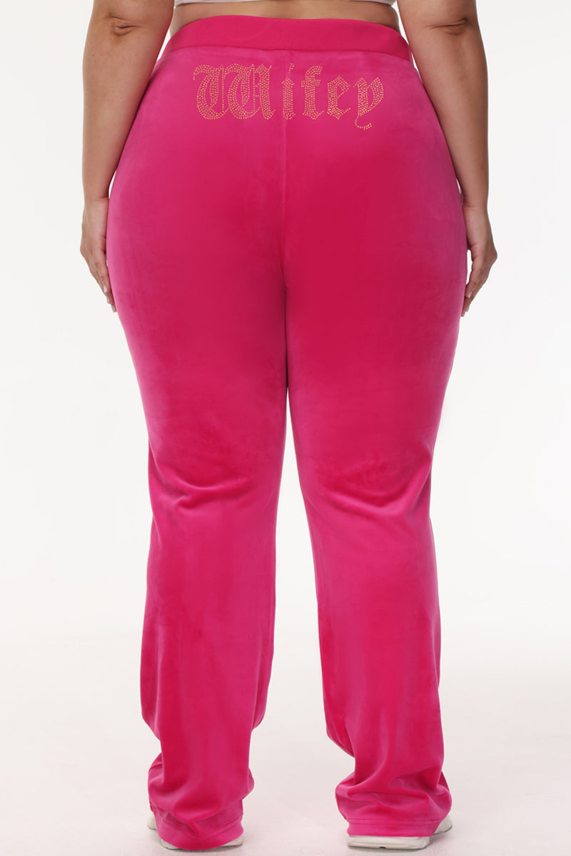 Wifey Customizable Big Bling Velour Track Pants - Free Love - Juicy Couture