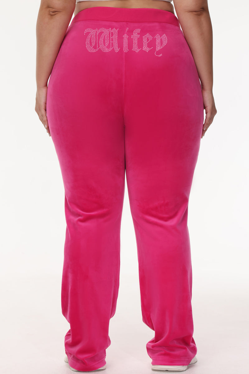 Wifey Customizable Big Bling Velour Track Pants - Free Love - Juicy Couture