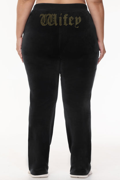 Wifey Customizable Big Bling Velour Track Pants - Liquorice - Juicy Couture
