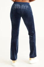 Wifey Customizable Big Bling Velour Track Pants - Regal Blue - Juicy Couture