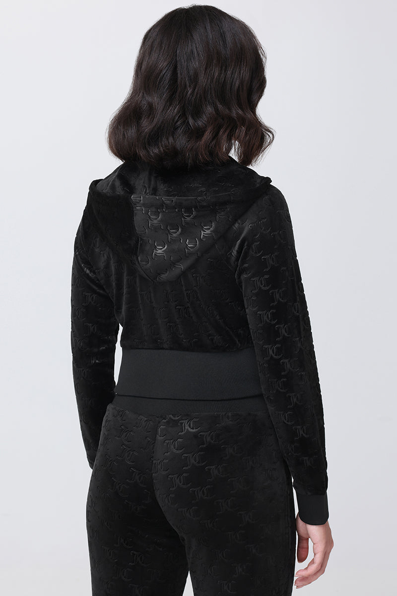 Embossed Velour Corset Hoodie - Liquorice - Juicy Couture