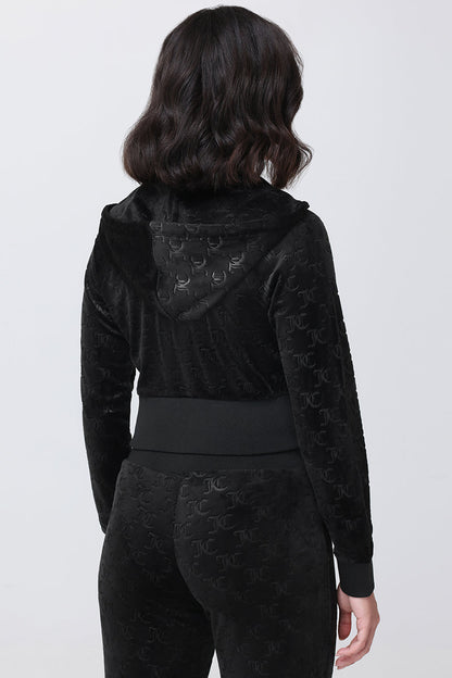 Embossed Velour Corset Hoodie - Liquorice - Juicy Couture