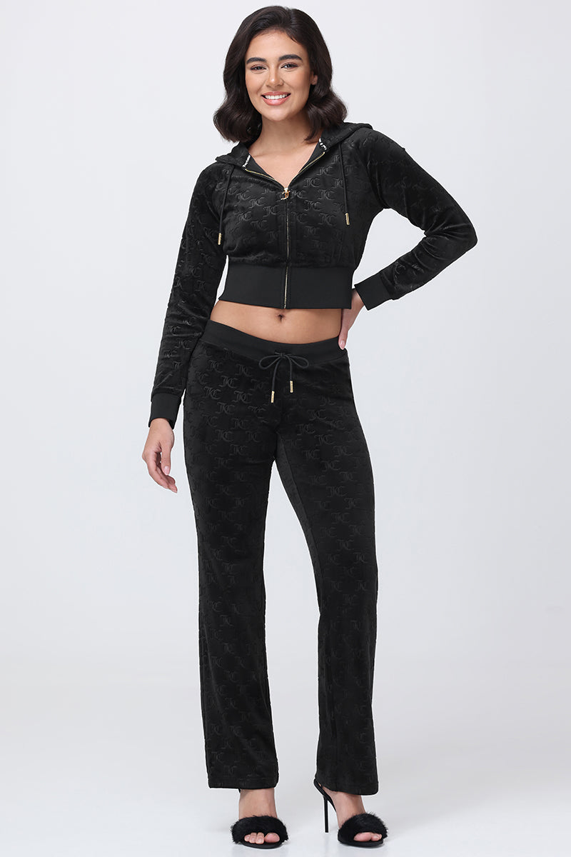Embossed Velour Corset Hoodie - Liquorice - Juicy Couture