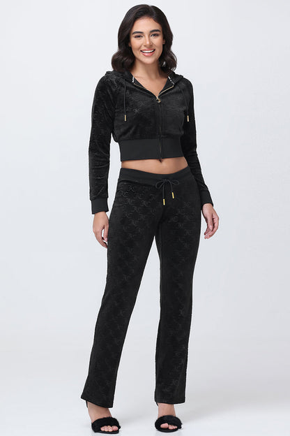 Embossed Velour Track Pants - Liquorice - Juicy Couture
