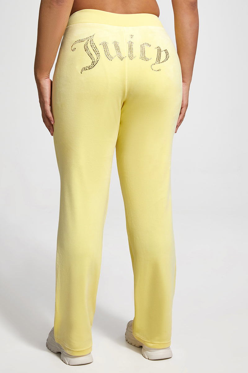 Plus-Size OG Big Bling Velour Track Pants - Yellow Iris - Juicy Couture