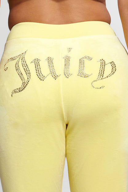 Plus-Size OG Big Bling Velour Track Pants - Yellow Iris - Juicy Couture