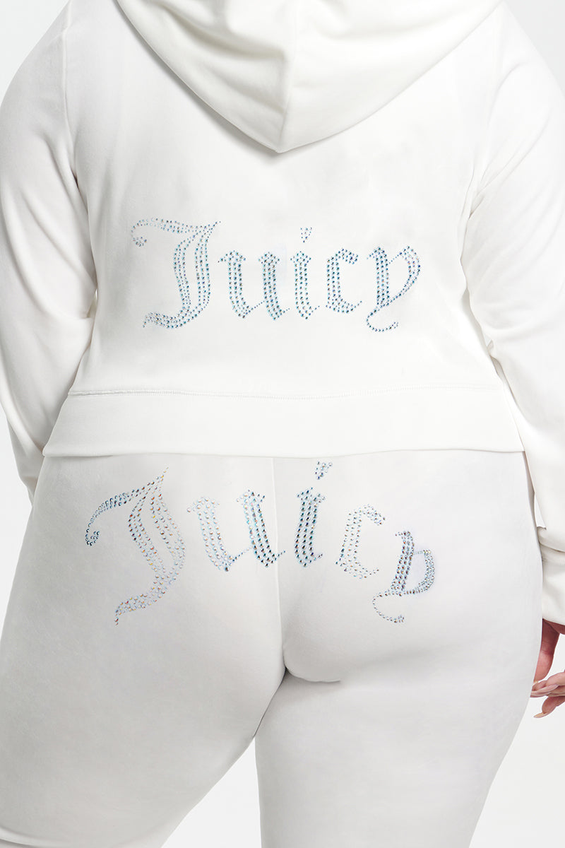 Plus-Size Technicolor Customizable Big Bling Velour Hoodie - Angel - Juicy Couture