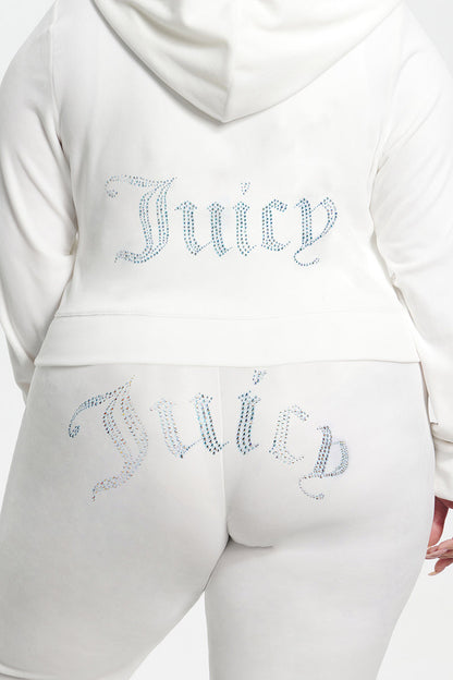 Plus-Size Technicolor Customizable Big Bling Velour Hoodie - Angel - Juicy Couture