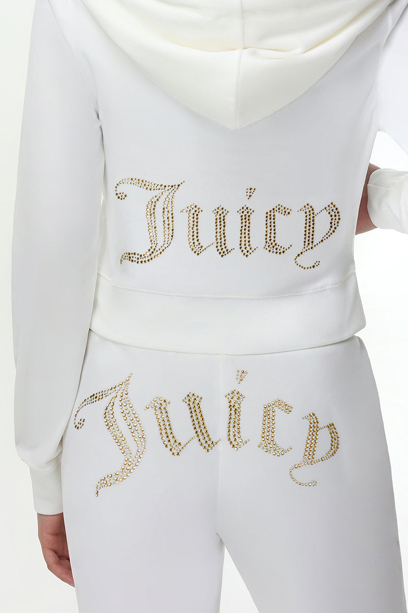 Technicolor Customizable Big Bling Velour Hoodie - Angel - Juicy Couture