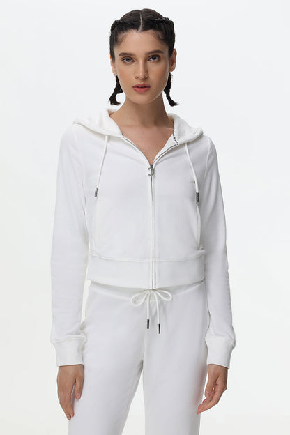 Plus-Size Technicolor Customizable Big Bling Velour Hoodie - Angel - Juicy Couture