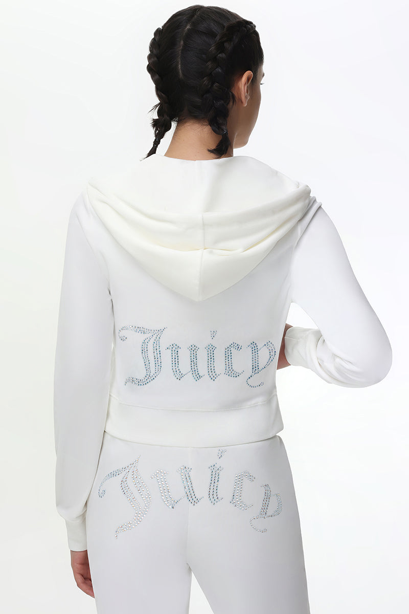 Technicolor Customizable Big Bling Velour Hoodie - Angel - Juicy Couture