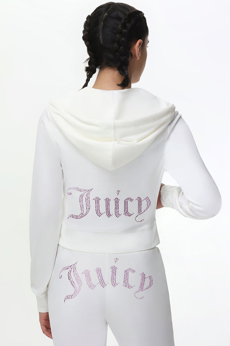 Technicolor Customizable Big Bling Velour Hoodie - Angel - Juicy Couture