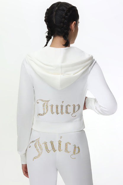 Technicolor Customizable Big Bling Velour Hoodie - Angel - Juicy Couture
