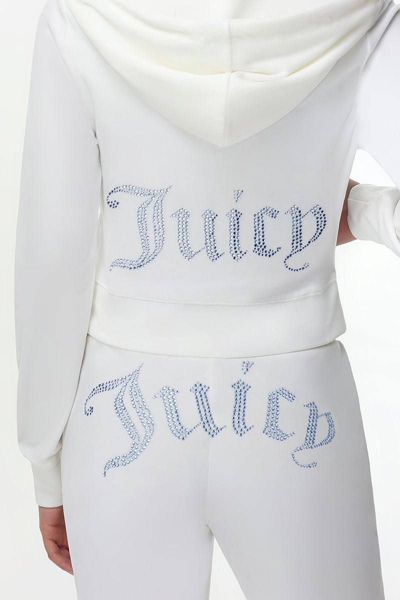 Technicolor Customizable Big Bling Velour Hoodie - Angel - Juicy Couture