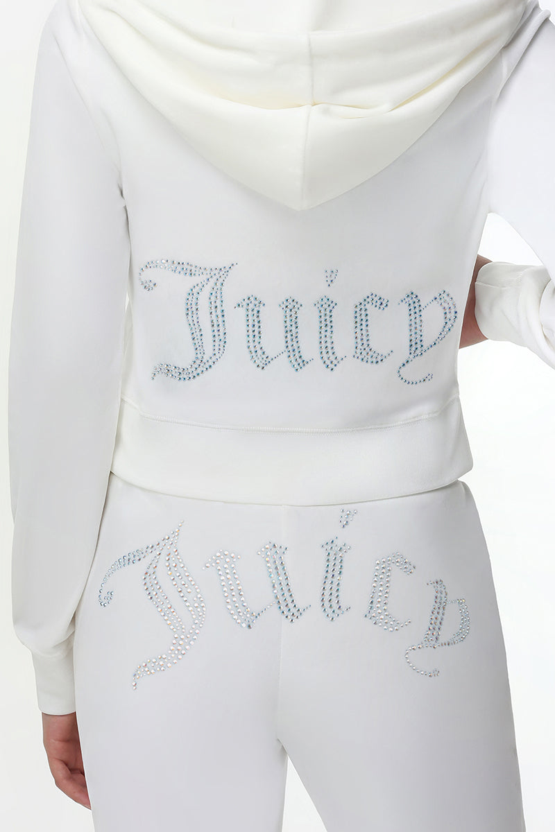Technicolor Customizable Big Bling Velour Hoodie - Angel - Juicy Couture