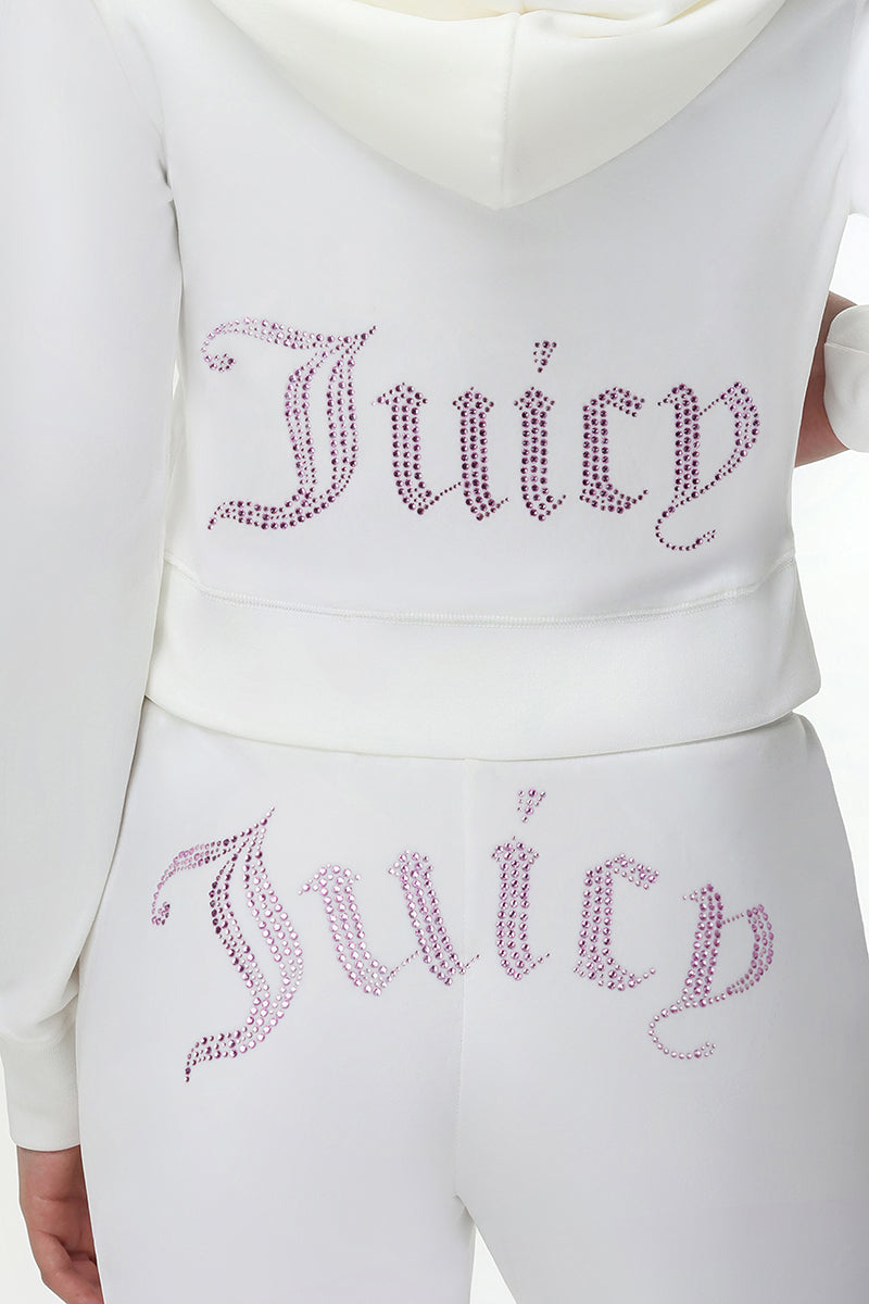 Technicolor Customizable Big Bling Velour Hoodie - Angel - Juicy Couture