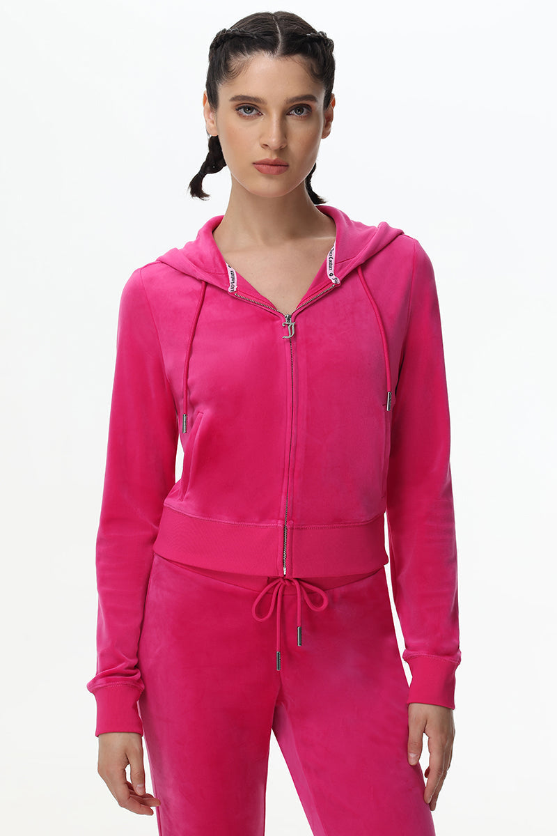 Technicolor Customizable Big Bling Velour Hoodie - Free Love - Juicy Couture