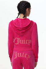Technicolor Customizable Big Bling Velour Hoodie - Free Love - Juicy Couture