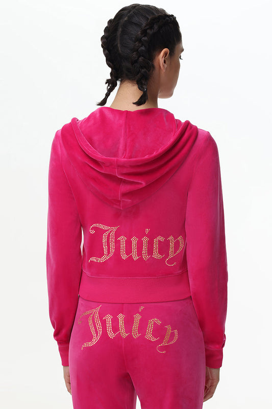 Technicolor Customizable Big Bling Velour Hoodie - Free Love - Juicy Couture