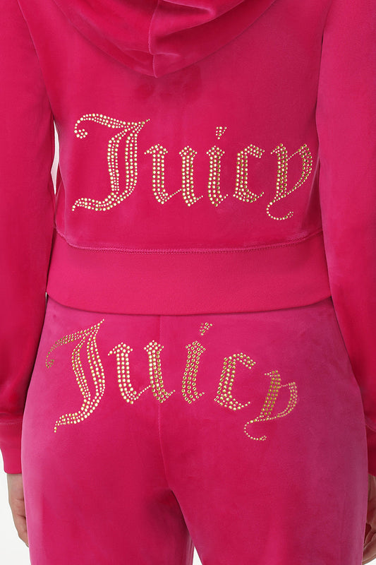 Technicolor Customizable Big Bling Velour Hoodie - Free Love - Juicy Couture