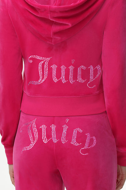 Technicolor Customizable Big Bling Velour Hoodie - Free Love - Juicy Couture