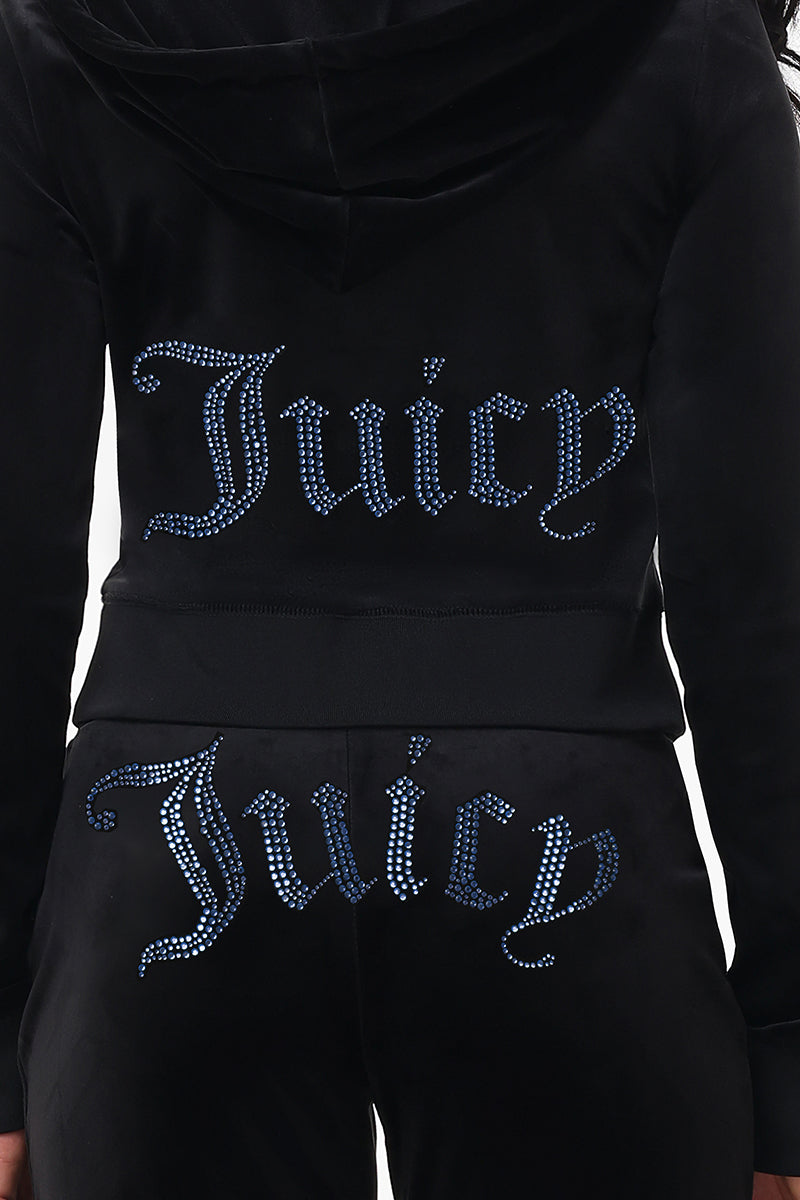 Technicolor Customizable Big Bling Velour Hoodie - Liquorice - Juicy Couture