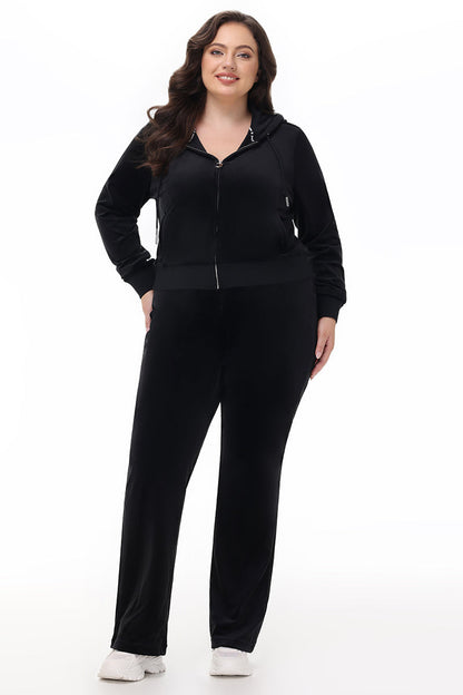 Plus-Size Technicolor Customizable Big Bling Velour Hoodie - Liquorice - Juicy Couture