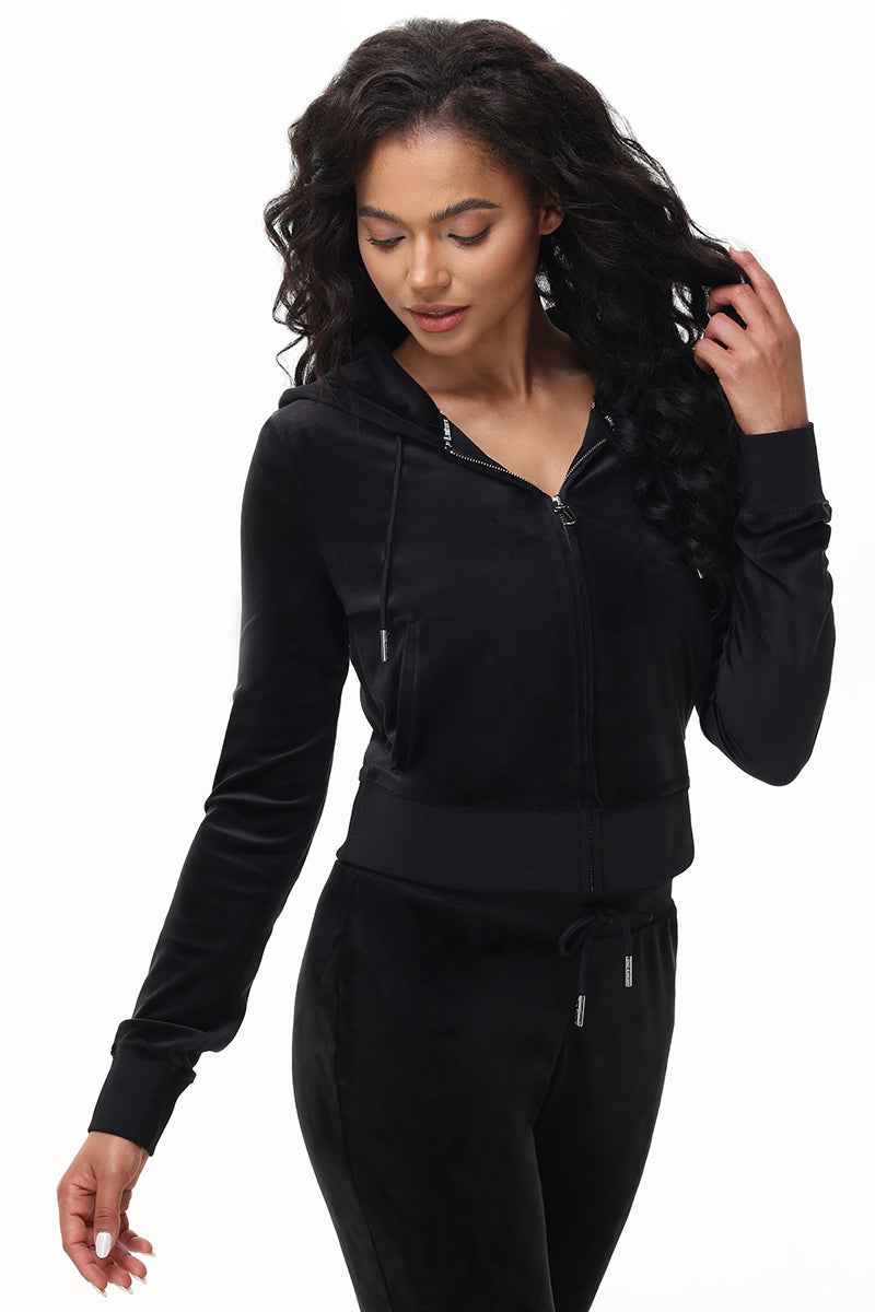 Technicolor Customizable Big Bling Velour Hoodie - Liquorice - Juicy Couture