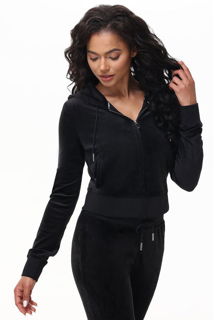 Technicolor Customizable Big Bling Velour Hoodie - Liquorice - Juicy Couture