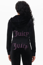 Technicolor Customizable Big Bling Velour Hoodie - Liquorice - Juicy Couture