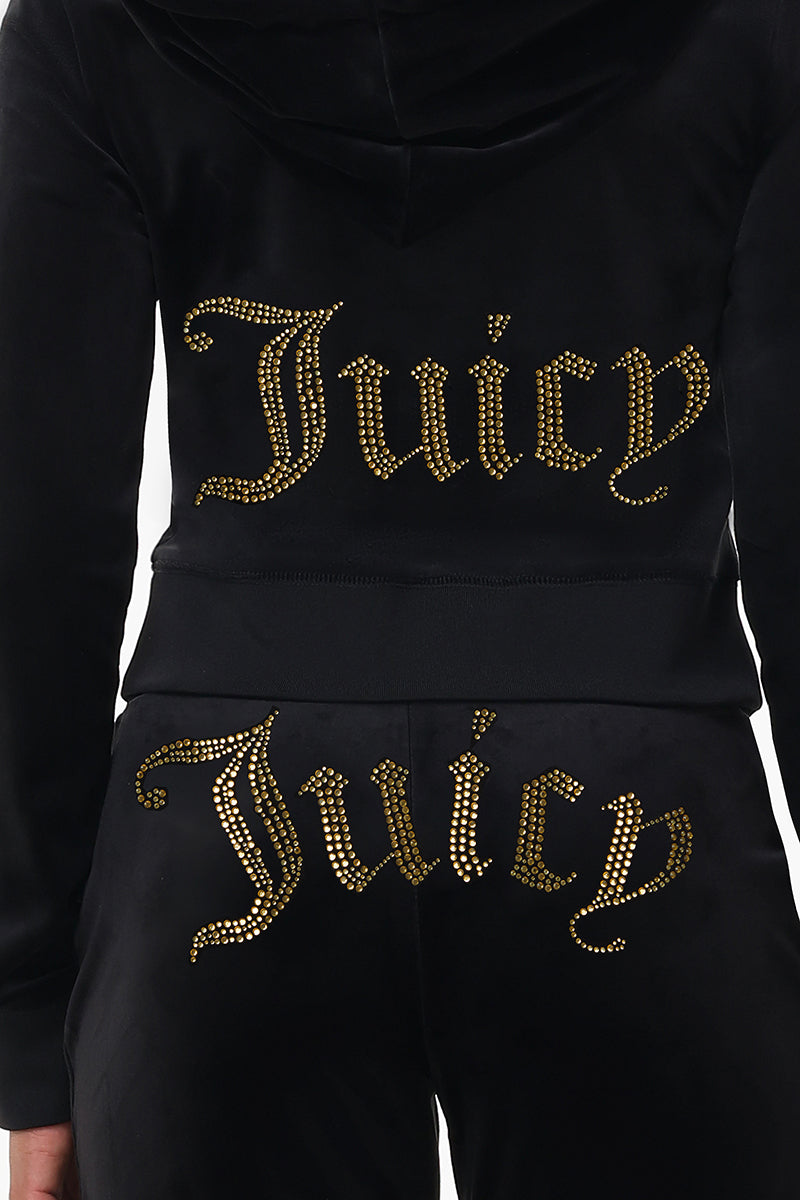 Technicolor Customizable Big Bling Velour Hoodie - Liquorice - Juicy Couture