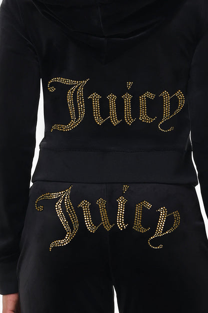Technicolor Customizable Big Bling Velour Hoodie - Liquorice - Juicy Couture