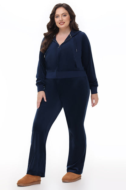 Plus-Size Technicolor Customizable Big Bling Velour Hoodie - Regal Blue - Juicy Couture