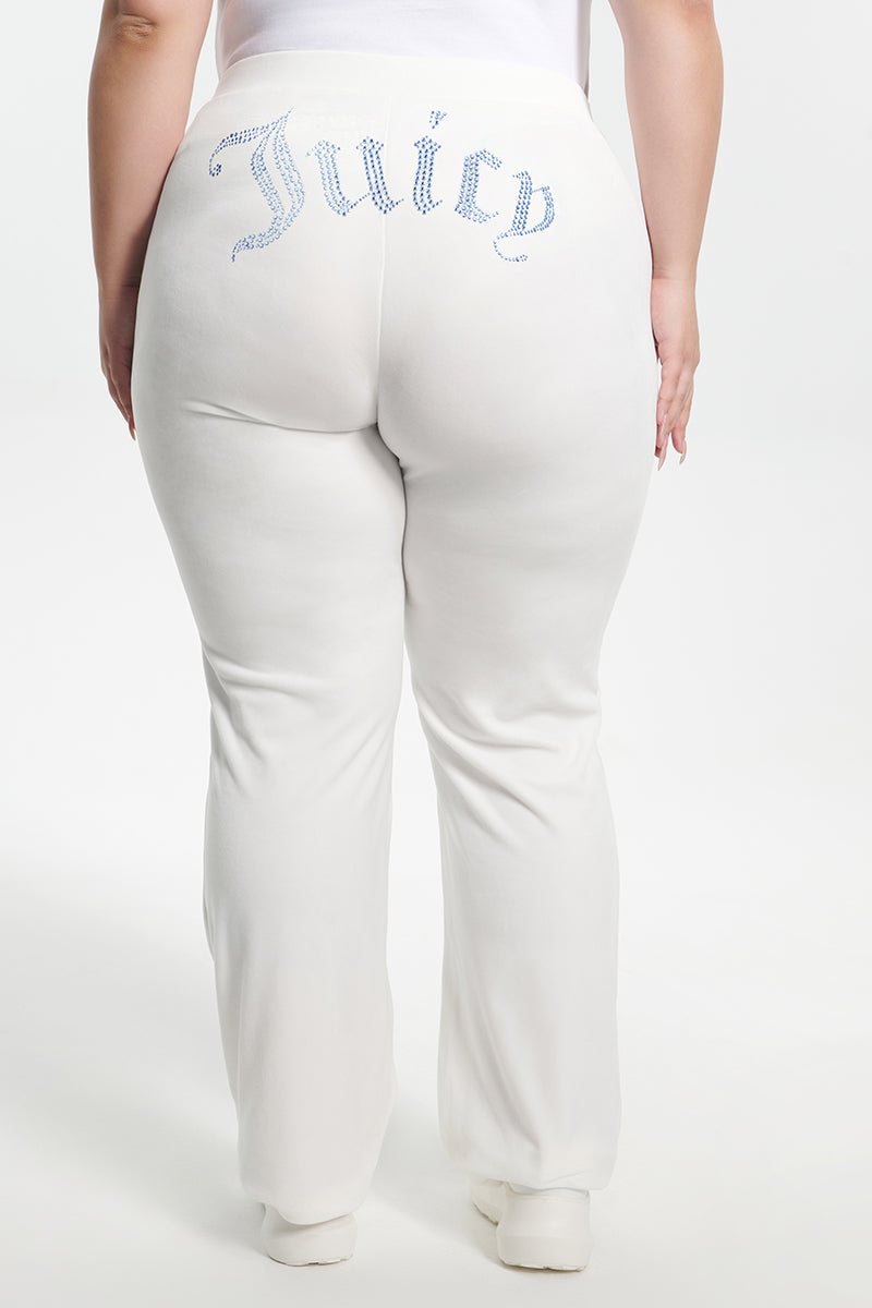 Plus-Size Technicolor Customizable Big Bling Velour Track Pants - Angel - Juicy Couture
